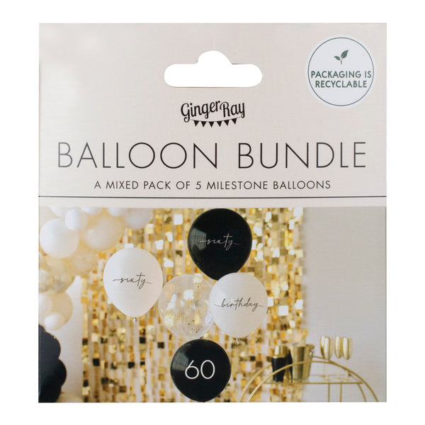 60th Birthday Party Balloons - Champagne Noir - The Pretty Prop Shop Parties