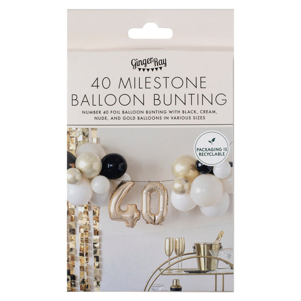 40th Birthday Milestone Balloon Bunting Decoration - The Pretty Prop Shop Parties