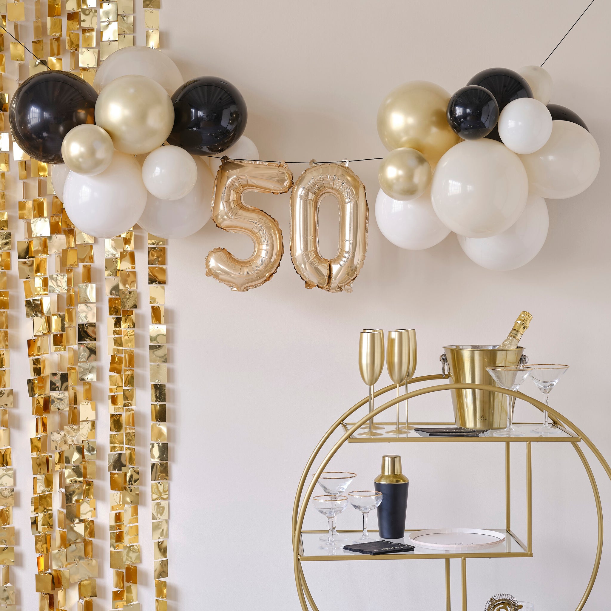 50th Birthday Milestone Balloon Bunting Decoration - The Pretty Prop Shop Parties