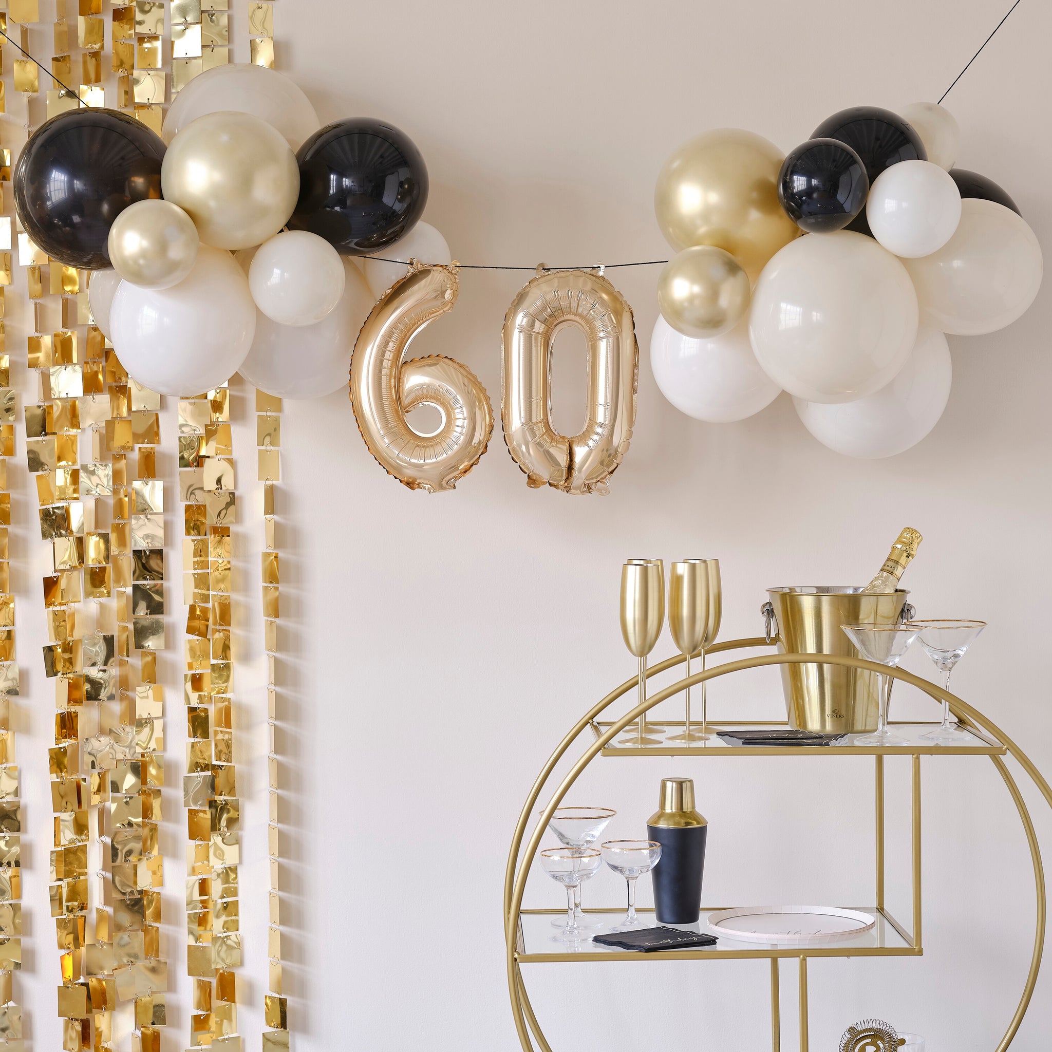 60th Birthday Milestone Balloon Bunting Decoration - The Pretty Prop Shop Parties