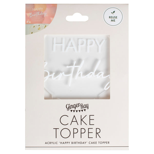 Round Acrylic Happy Birthday Cake Topper - The Pretty Prop Shop Parties