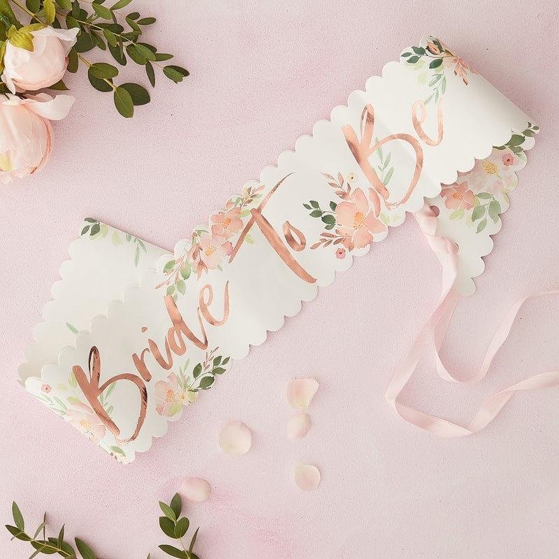 Bride To Be Sash - Floral Hen Party - The Pretty Prop Shop Parties, Auckland New Zealand