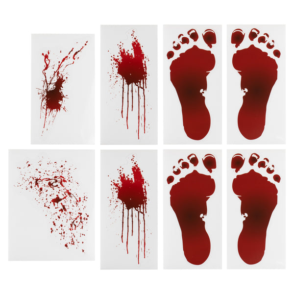 Red Blood Splatter & Footprint Halloween Floor Stickers - The Pretty Prop Shop Parties
