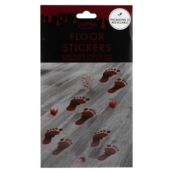 Red Blood Splatter & Footprint Halloween Floor Stickers - The Pretty Prop Shop Parties