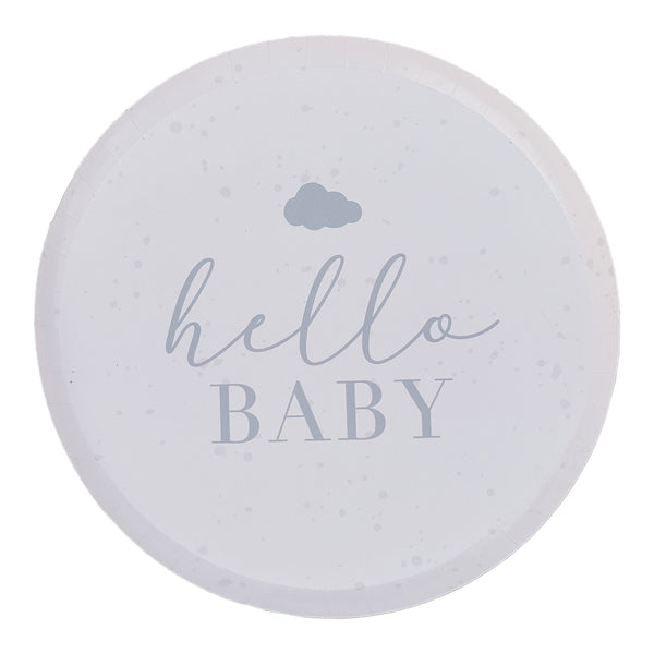 Hello Baby Neutral Baby Shower Plates