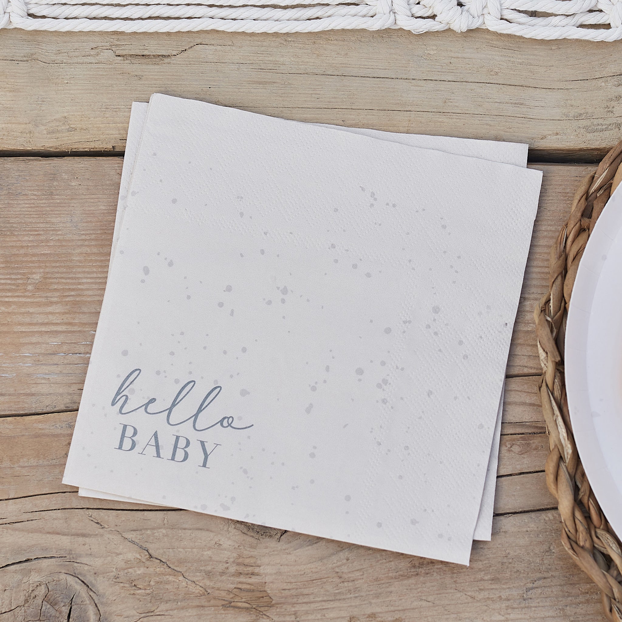 Hello Baby Neutral Baby Shower Napkins - The Pretty Prop Shop Parties
