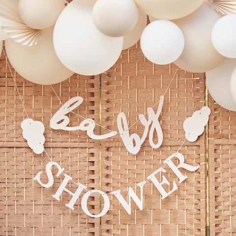 Ginger Ray Ghirlanda In Tessuto Hello Baby – Festone Neutro Per Nido E Baby Shower (1,6 M, 9 Bandiere, Crema E Marrone)