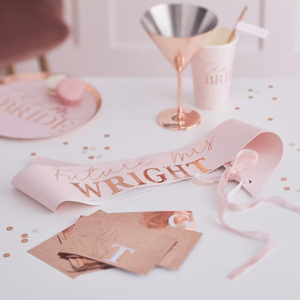 Personalized Bride To Be Sash - Blush Hen Party - The Pretty Prop Shop Parties, Auckland New Zealand