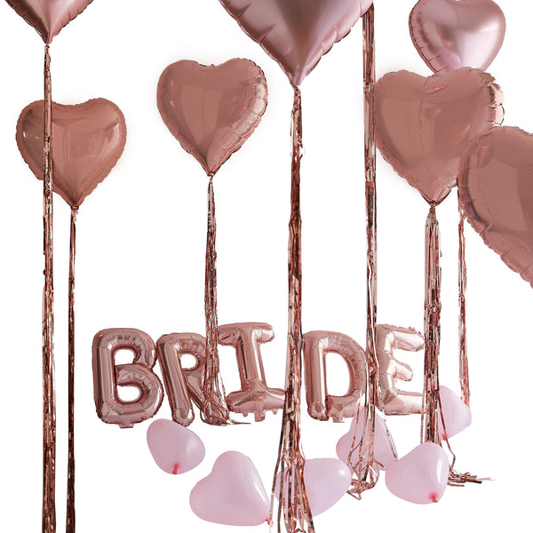 Bride and Heart Balloons Room Decoration Kit - Blush Hen Party - The Pretty Prop Shop Parties