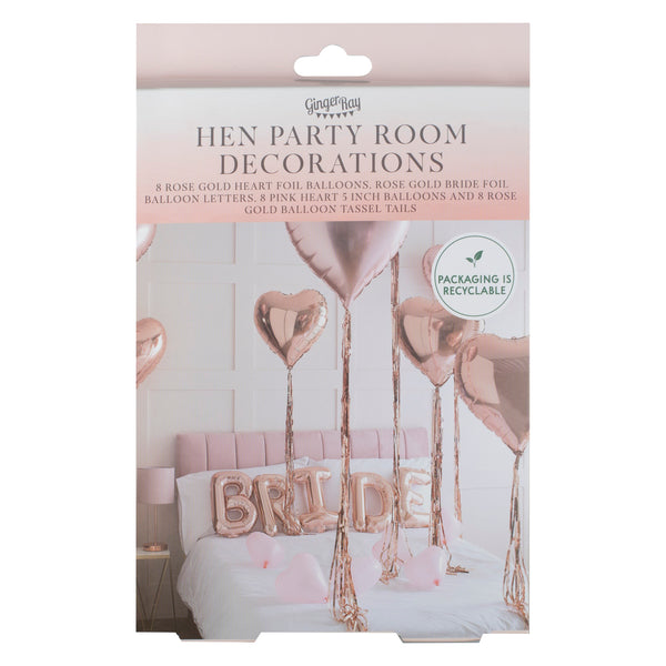 Bride and Heart Balloons Room Decoration Kit - Blush Hen Party - The Pretty Prop Shop Parties