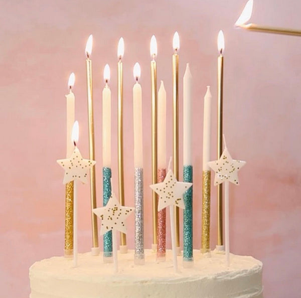 Glitter Dipped Birthday Candles - Assorted Colours
