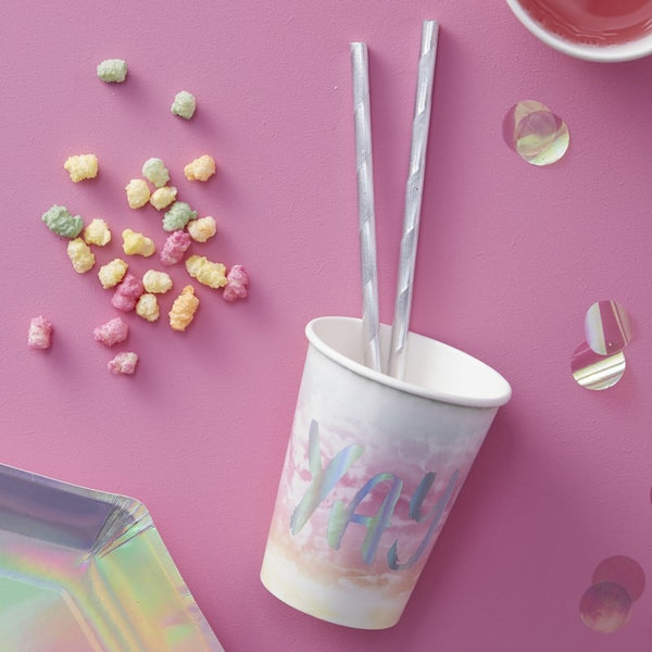Iridescent Rainbow Yay Paper Cups - The Pretty Prop Shop Parties
