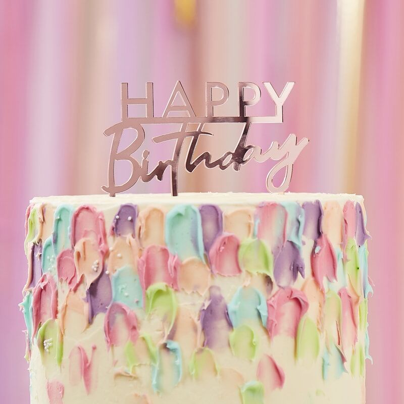 Happy Birthday Pink Cake Topper - The Pretty Prop Shop Parties, Auckland New Zealand
