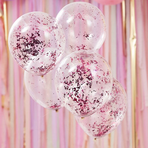 Shredded Confetti Balloons - Pink - The Pretty Prop Shop Parties, Auckland New Zealand