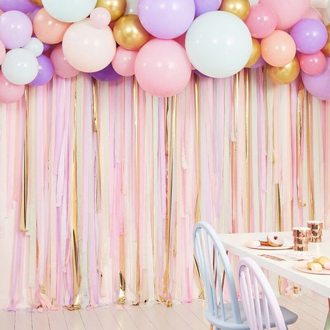 Pastel Streamer & Balloon Party Backdrop - The Pretty Prop Shop Parties, Auckland New Zealand