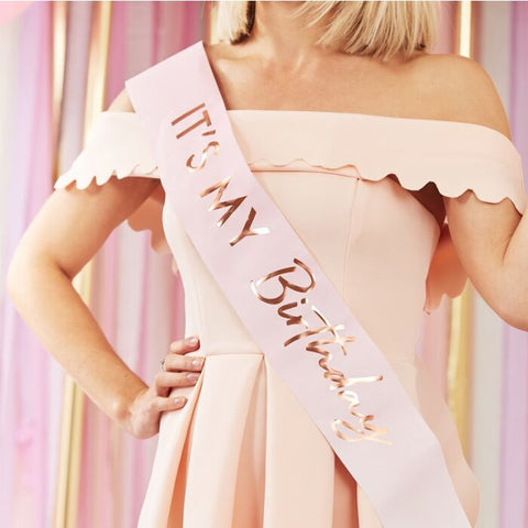 It's My Birthday Pink Sash - The Pretty Prop Shop Parties, Auckland New Zealand