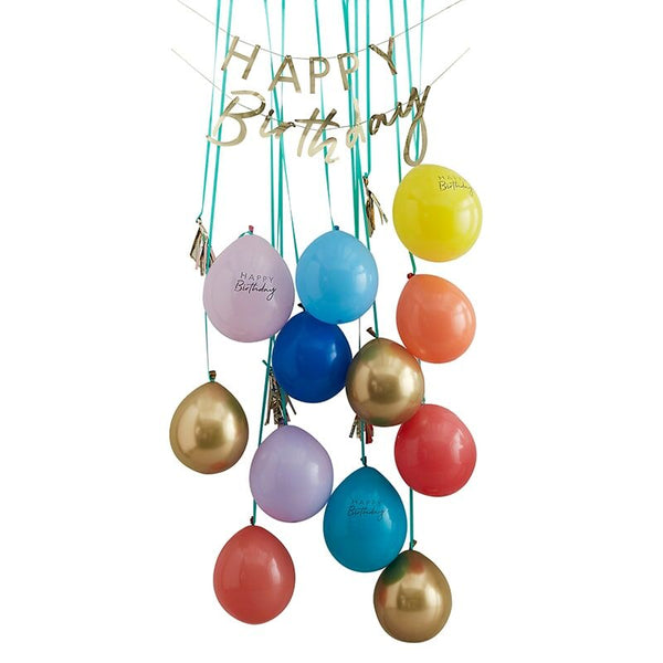Rainbow and Gold Happy Birthday Balloon Door Kit - The Pretty Prop Shop Parties