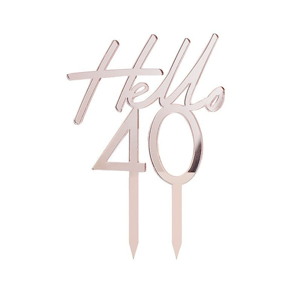 Hello 40 Birthday Cake Topper - The Pretty Prop Shop Parties