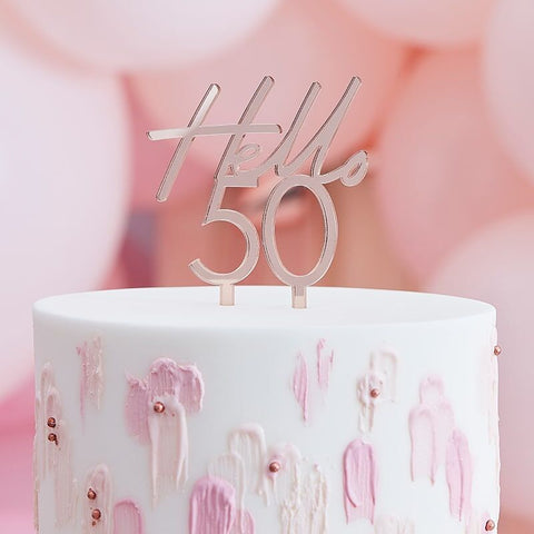 Hello 50 Birthday Cake Topper