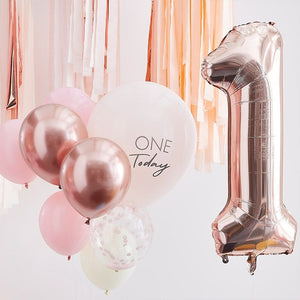 First Birthday Balloons - Pink and Rose Gold - The Pretty Prop Shop Parties