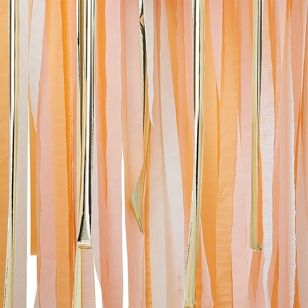 Peach and Gold Metallic Party Streamer Backdrop