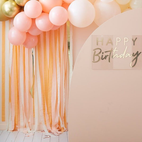 Peach and Gold Metallic Party Streamer Backdrop - The Pretty Prop Shop Parties
