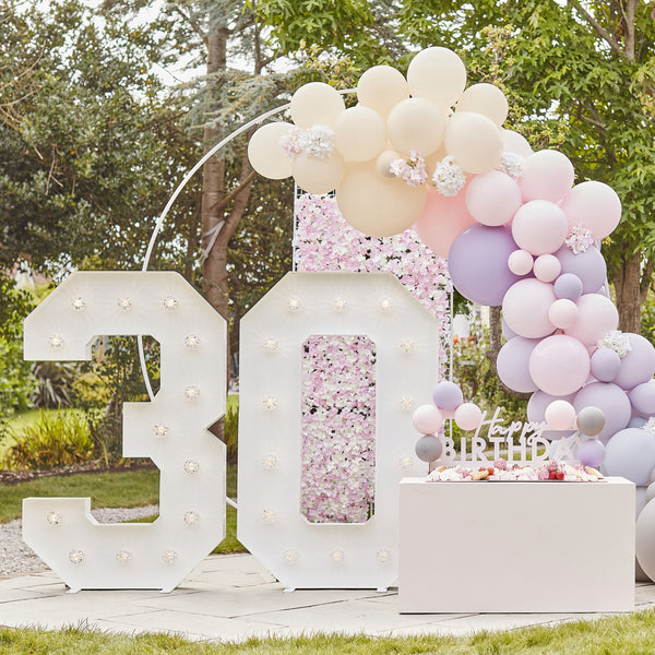 Pastel Pink Happy Birthday Bunting with Balloons