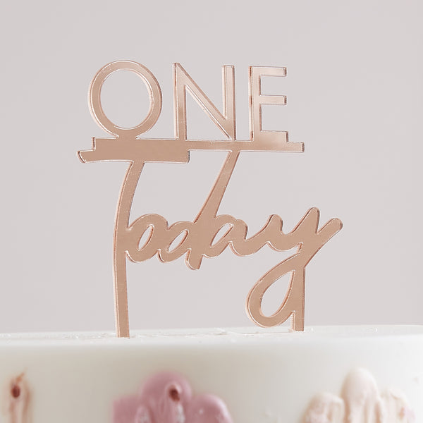 One Today 1st Birthday Cake Topper - Rose Gold