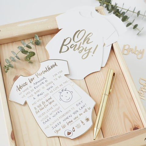Oh Baby! Advice Cards - Gold Foil - The Pretty Prop Shop Parties, Auckland New Zealand