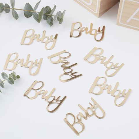 Gold Baby Table Confetti - Oh Baby! - The Pretty Prop Shop Parties, Auckland New Zealand