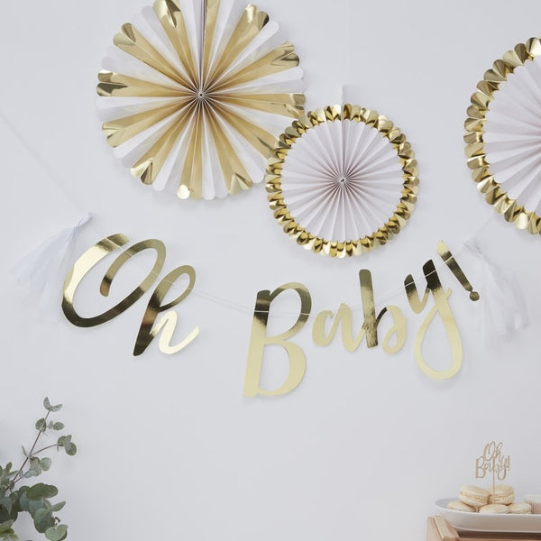 Oh Baby! Bunting - Gold - The Pretty Prop Shop Parties, Auckland New Zealand