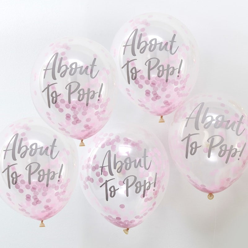 About to Pop! Printed Confetti Balloons - Pink - The Pretty Prop Shop Parties, Auckland New Zealand