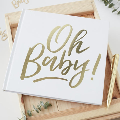 Oh Baby! Guest Book - Gold and White - The Pretty Prop Shop Parties, Auckland New Zealand