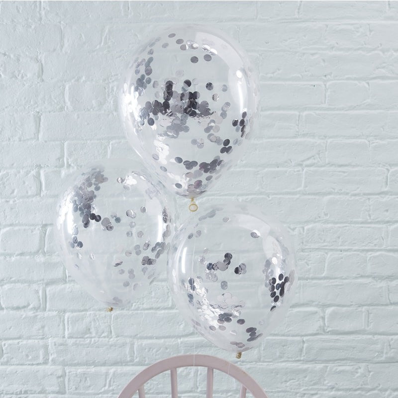 Confetti Balloons - Silver - The Pretty Prop Shop Parties, Auckland New Zealand