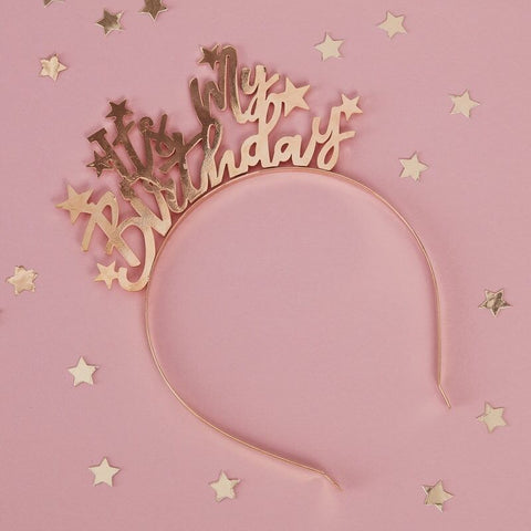 It's My Birthday Gold Headband - The Pretty Prop Shop Parties, Auckland New Zealand