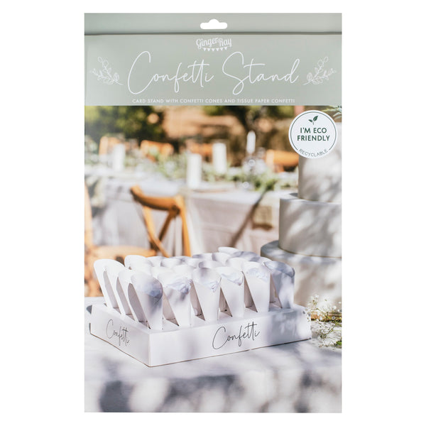 Wedding Confetti Tray with 24 Cones and Confetti - White - The Pretty Prop Shop Parties