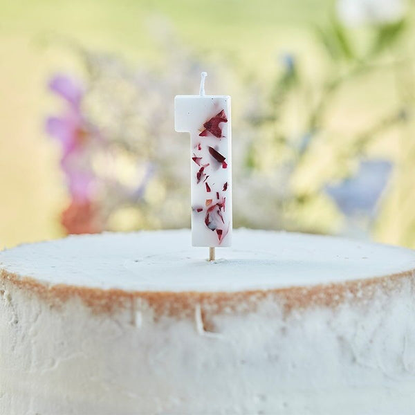 Pressed Petal Number 1 Birthday Cake Candle