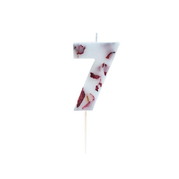 Pressed Petal Number 7 Birthday Cake Candle - The Pretty Prop Shop Parties