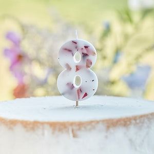 Pressed Petal Number 8 Birthday Cake Candle - The Pretty Prop Shop Parties