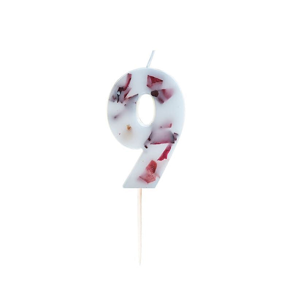 Pressed Petal Number 9 Birthday Cake Candle - The Pretty Prop Shop Parties