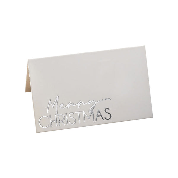 Silver Merry Christmas Place Cards