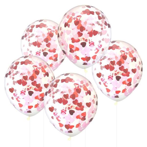 Confetti Hearts Balloons - Pack/5 - The Pretty Prop Shop Parties