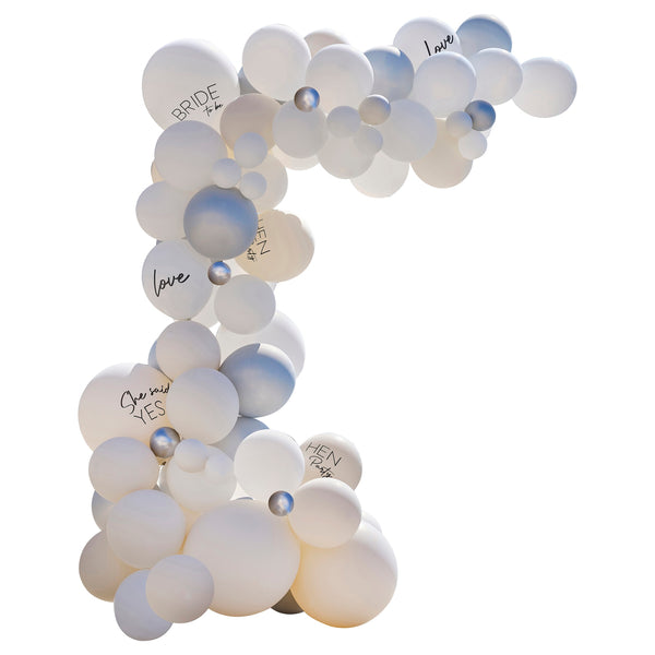 White & Silver Hen Party Balloon Arch Kit - Hen Weekend - The Pretty Prop Shop Parties