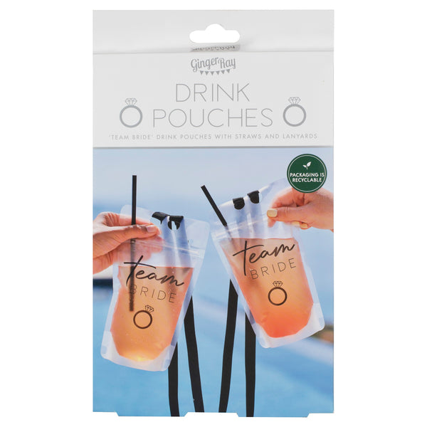 Team Bride Hen Party Drink Pouch with Straw and Lanyard set/6